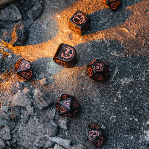 Dragons Rpg Dice Set Black And Copper Role Games Q-Workshop Dnd Modern D4 NEW