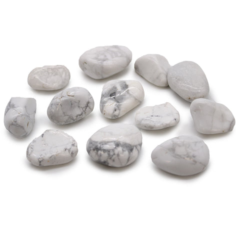 12 Medium African Tumble Stones White Howlite Magnesite Gemstones Wisdom NEW