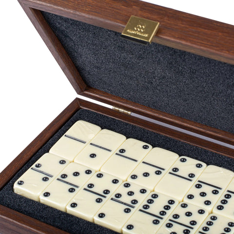 Luxury Domino Set in Dark Walnut Replica Wooden (M size) Case Manopoulos