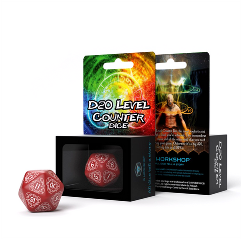 D20 Level Counter Dice Red And White All Dice Tell A Story 30Mm Q-Workshop NEW