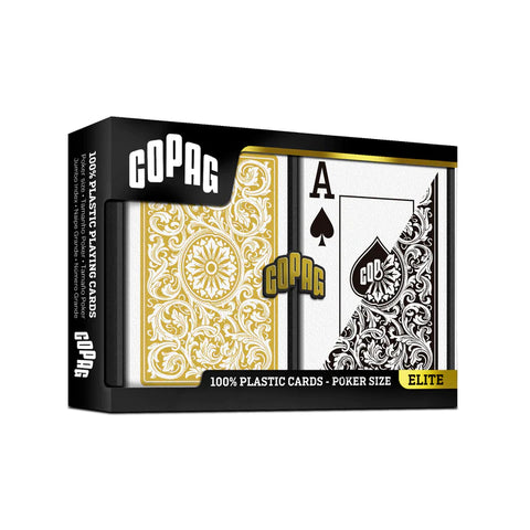 Copag Elite 1546 Plastic Playing Cards Poker Jumbo Index Black/Gold Double NEW