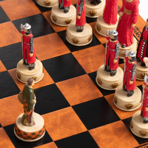 Italfama England vs Scotland Luxury Chess Set, Hand-Painted Resin, Faux Leather
