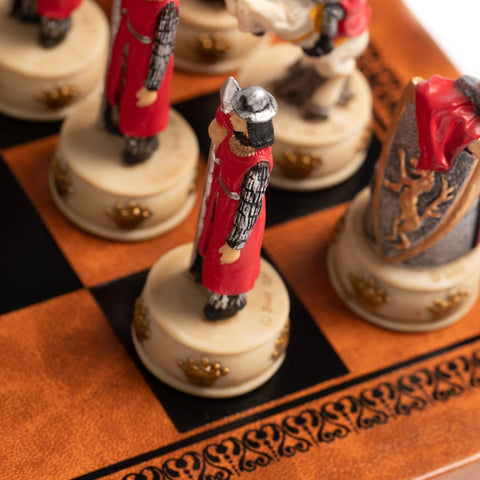 Italfama England vs Scotland Luxury Chess Set, Hand-Painted Resin, Faux Leather