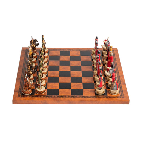 Italfama England vs Scotland Luxury Chess Set, Hand-Painted Resin, Faux Leather