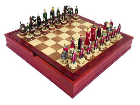 Italfama England vs Scotland Hand-Painted Resin Chess Set, Wood Board, Storage