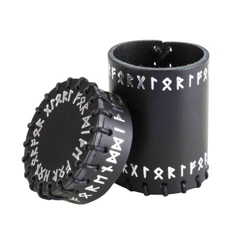 Runic Black Leather Dice Cup Roleplaying Table Games Q-Workshop Rpg Dnd NEW