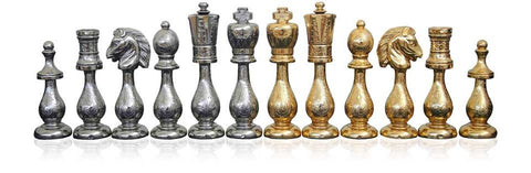Italfama Arabic-Style Gold-Plated Metal Chess Set with Japanese Maple Board