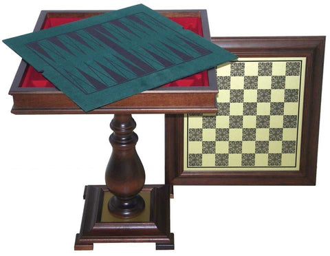 Italfama Arabic Chess Set with Table, Metal Gold/Silver Pieces, 3-in-1
