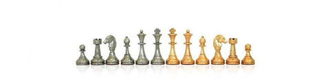 Italfama Gold & Silver Plated Metal Chess Set, Wood/Faux Leather Board, Italian
