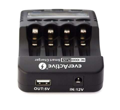 Everactive Intelligent Charger Nc-1000 Plus Black 12V Lcd USb Dc-1500Ma NEW