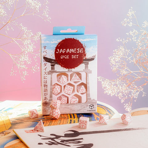 Japanese Cherry Blossoms Petals Dice Set Role Games Q-Workshop Dnd Kanji NEW