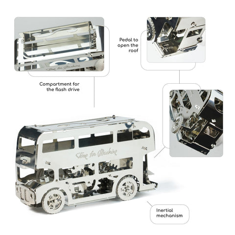Cute Double-Decker Model Building Kit Time For Machine Stainless Steel NEW