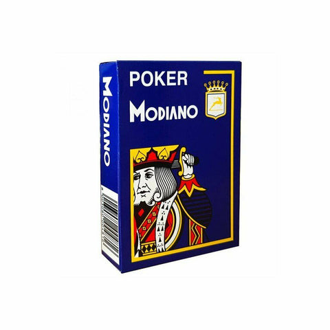 Poker Modiano Blue Plastic Playing Cards 4 Large Index Poker Size Made Italy NEW