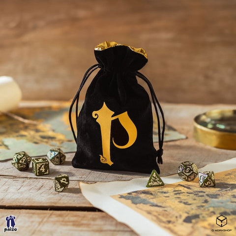 Pathfinder Black & Golden Velour Dice Bag Roleplaying Games Q-Workshop Bpat201