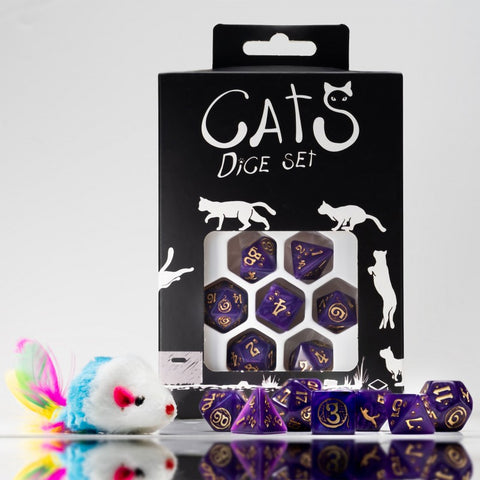 Cats Purrito Dice Set Shimmering Purple Gold Role Playing Games Q-Workshop NEW