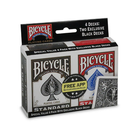 4 Decks Bicycle Rider Back Standard Index 2 Black 2 Red Playing Poker Cards USA