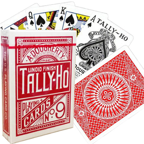 Bicycle Tally Ho Circle Playing Cards Deck Standard Index Linoid Finish Red