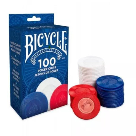 Bicycle Plastic Poker Chips 100 Count 2 Gram Easy Stacking Plastic 3 Colors