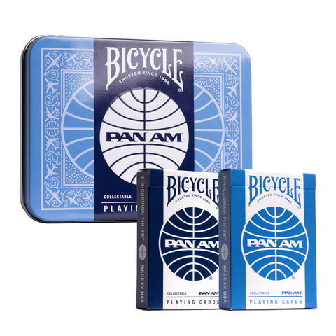 Bicycle Pan Am 2 Pack Playing Card Deck In Travel Tin Light Dark Blue