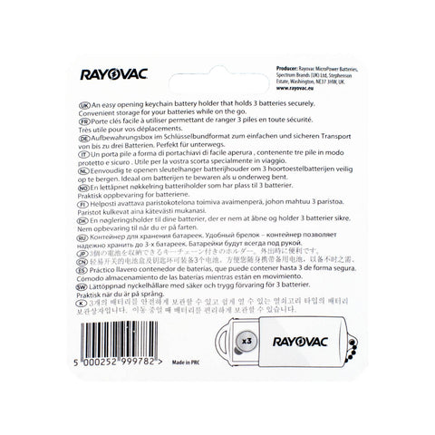 Rayovac Hearing Aid Battery Holder Black Storage For 3 Batteries Key Chain