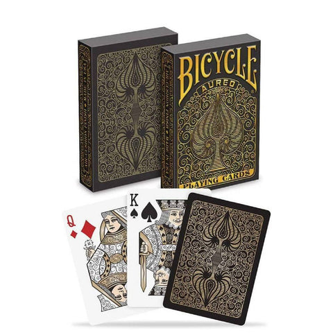 Bicycle Aureo Black Playing Card Deck Magic Tricks Air Cushion Made In USA