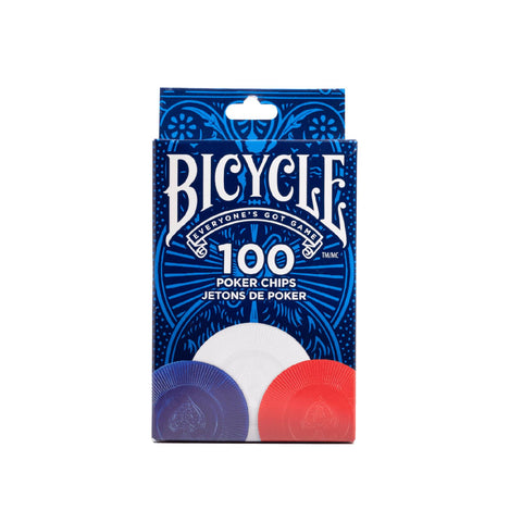 Bicycle Plastic Poker Chips 100 Count 2 Gram Easy Stacking Plastic 3 Colors