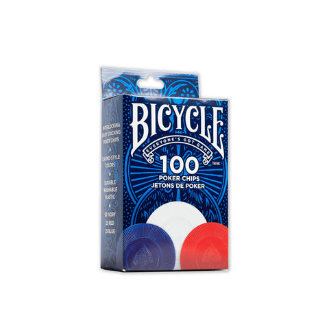 Bicycle Plastic Poker Chips 100 Count 2 Gram Easy Stacking Plastic 3 Colors