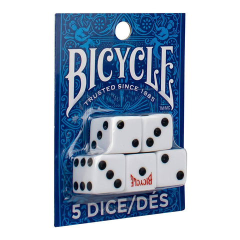 Bicycle 5 Dice Set Games Playing Dices Accessories Casino White Dice Logo