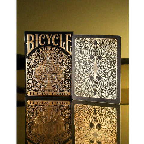 Bicycle Aureo Black Playing Card Deck Magic Tricks Air Cushion Made In USA