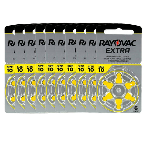 60x Rayovac Extra Advanced Size 10 PR70 Hearing Aid Batteries 1.45V Zinc Air