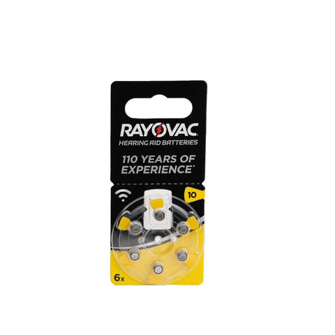 Rayovac hearing aid batteries packaging on a white background