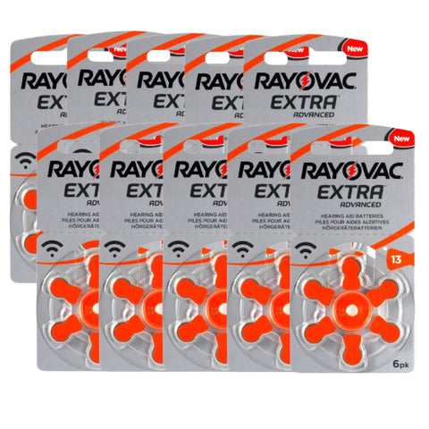 60x Rayovac Extra Advanced Size 13 Pr48 Hearing Aid Batteries 1.45V Zinc Air