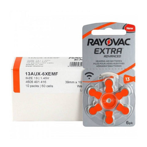 60x Rayovac Extra Advanced Size 13 Pr48 Hearing Aid Batteries 1.45V Zinc Air