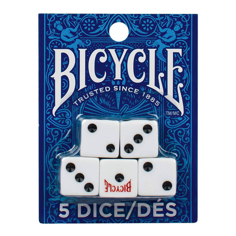Bicycle 5 Dice Set Games Playing Dices Accessories Casino White Dice Logo