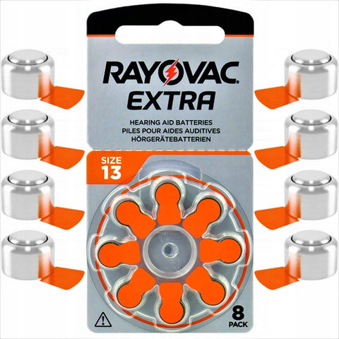 72x Rayovac Extra Size 13 Hearing Aid Batteries 8Bl PR48 1.45V Zinc Air