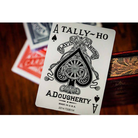 Bicycle Tally Ho Circle Playing Cards Deck Standard Index Linoid Finish Red