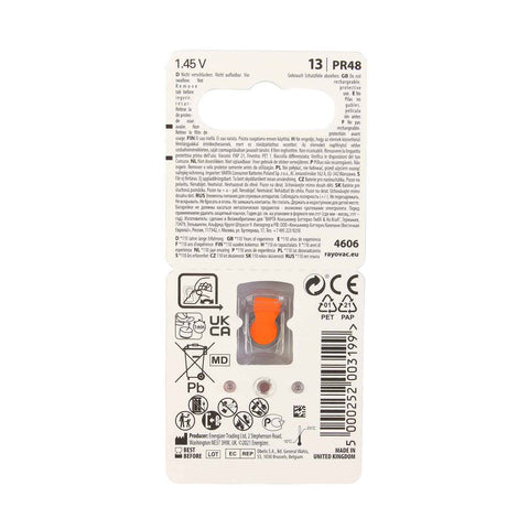 6x Rayovac Acoustic Special Size 13 Mf Pr48 Hearing Aid Batteries 1.45v Zinc Air