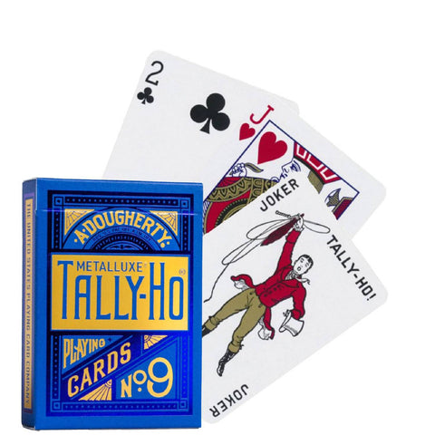 Bicycle Tally Ho Metalluxe Blue Playing Cards Deck No9 Linoid Finish