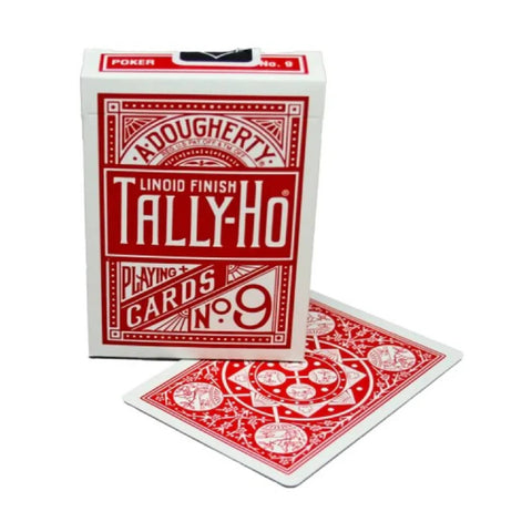 Bicycle Tally Ho Circle Playing Cards Deck Standard Index Linoid Finish Red