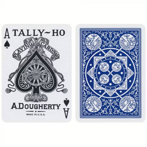 Bicycle Tally Ho Fan Back Playing Cards Deck Blue Standard Index Linoid