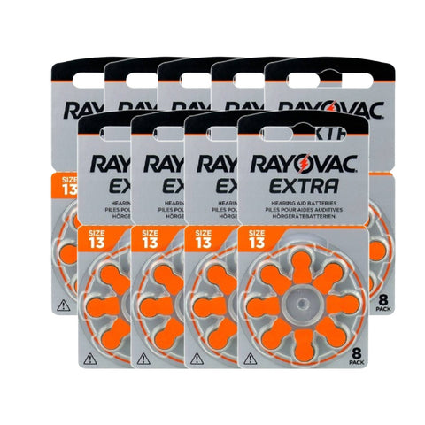 72x Rayovac Extra Size 13 Hearing Aid Batteries 8Bl PR48 1.45V Zinc Air