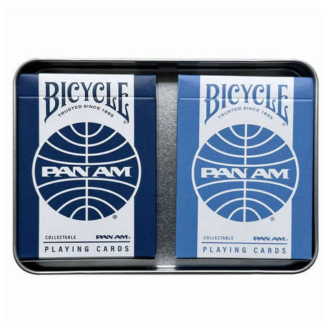 Bicycle Pan Am 2 Pack Playing Card Deck In Travel Tin Light Dark Blue