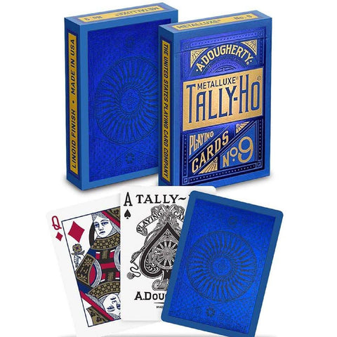 Bicycle Tally Ho Metalluxe Blue Playing Cards Deck No9 Linoid Finish
