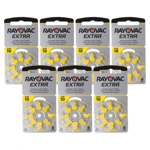56x Rayovac Extra Size 10 Hearing Aid Batteries Pr70 8Bl 1.45V Zinc Air