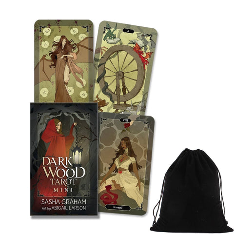 Dark Wood Tarot Mini Cards Deck Llewellyn Sasha Graham Miniature With Bag
