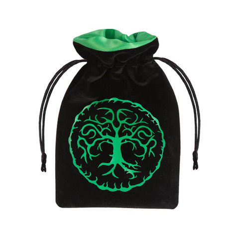 FOREST DICE BAG VELOUR BLACK GREEN ROLEPLAYING GAMES Q-WORKSHOP DND POUCH NEW