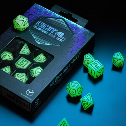 Digital Glowing Dice Set Glowing In The Dark Role Playing Games Q-Workshop NEW