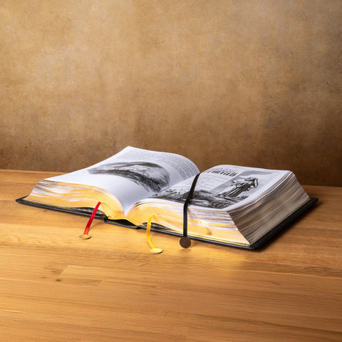 Deluxe Black Leather Holy Bible KJV | Illustrated Family Edition | Perfect Gift