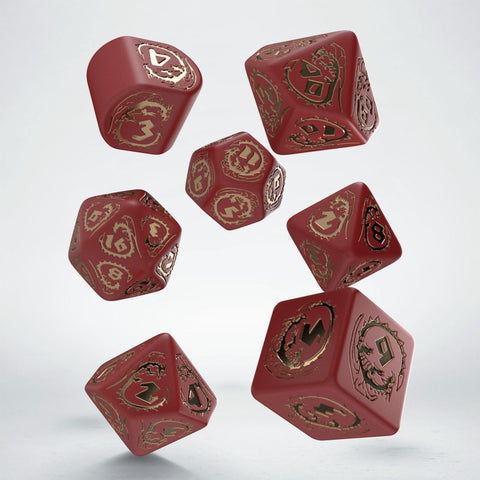 Dragons Rpg Dice Set Red And Gold Role Games Q-Workshop Dnd Modern D4 Roll NEW