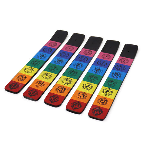 7 Chakra Colour Ashcatcher Incense Holder Mango Wood Ancient Wisdom Ish-220M